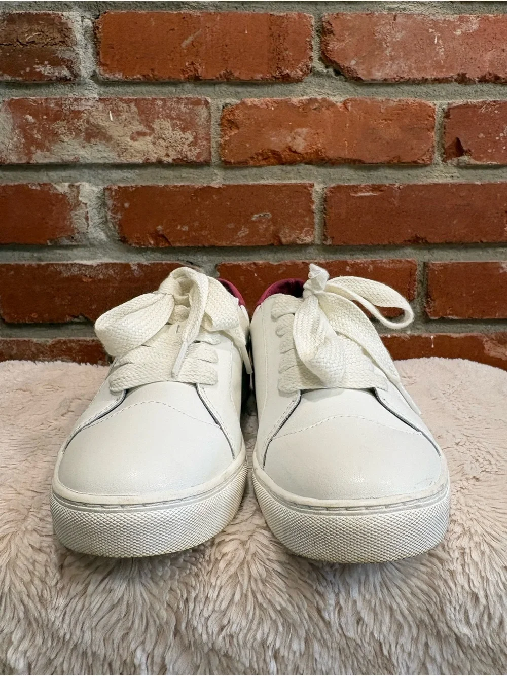 Kate Spade New York Fez White Leather Suede Spade Platform Sneakers Size 8B